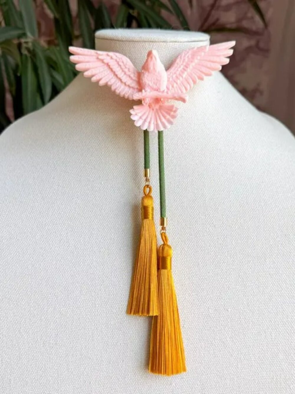 Rahya Eagle Bolo Blush Pink with Olive & Golden Yellow NEW